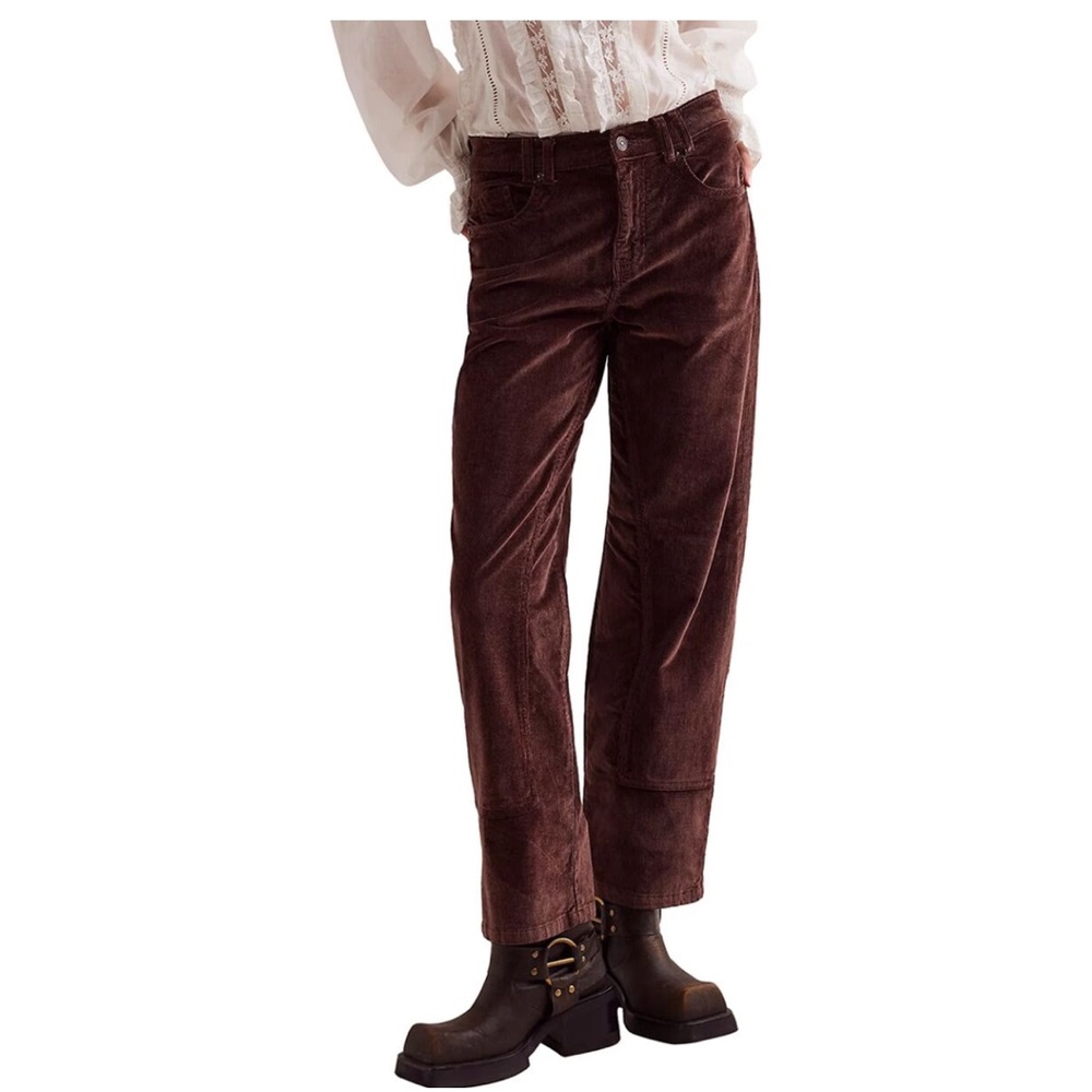 NWT Free People‎ Risk Taker High Rise Straight Leg Pants in Choc Truffle Size 27
